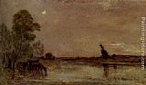 L'Abreuvoir, Effet De Lune by Charles-Francois Daubigny